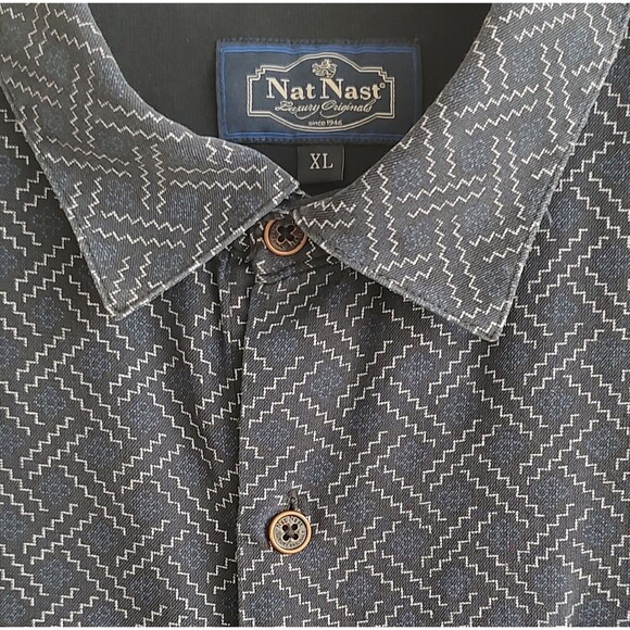 Nat Nast Shirt Black/White Short Sleeve Silk Blend Luxury Originals - Picture 4 of 10